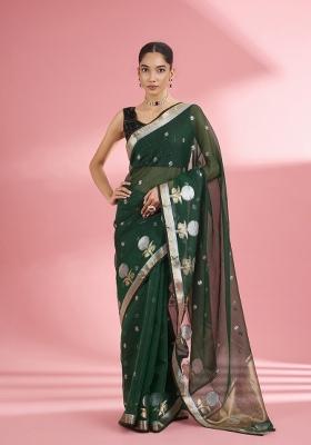 Green Zari Work Silk Saree Set