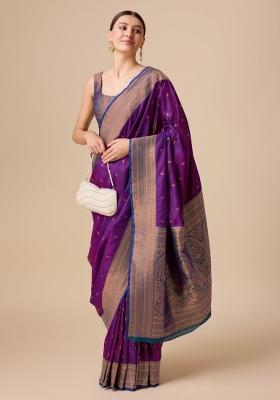 Wine Woven Silk Saree Set