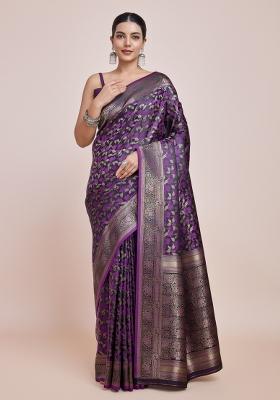 Wine Woven Silk Saree Set
