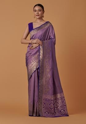 Lavender Woven Silk Saree Set