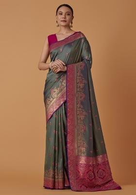 Sea Green Woven Silk Saree Set