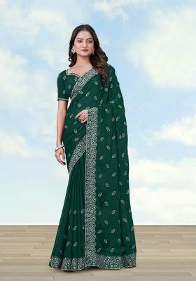 Green Embroidered Georgette Saree Set