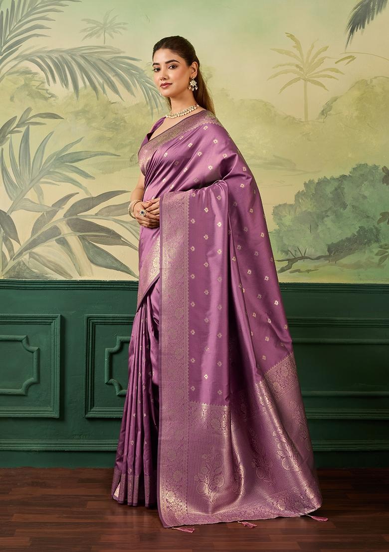 Peach Jacquard Banarasi Saree Set - Indya