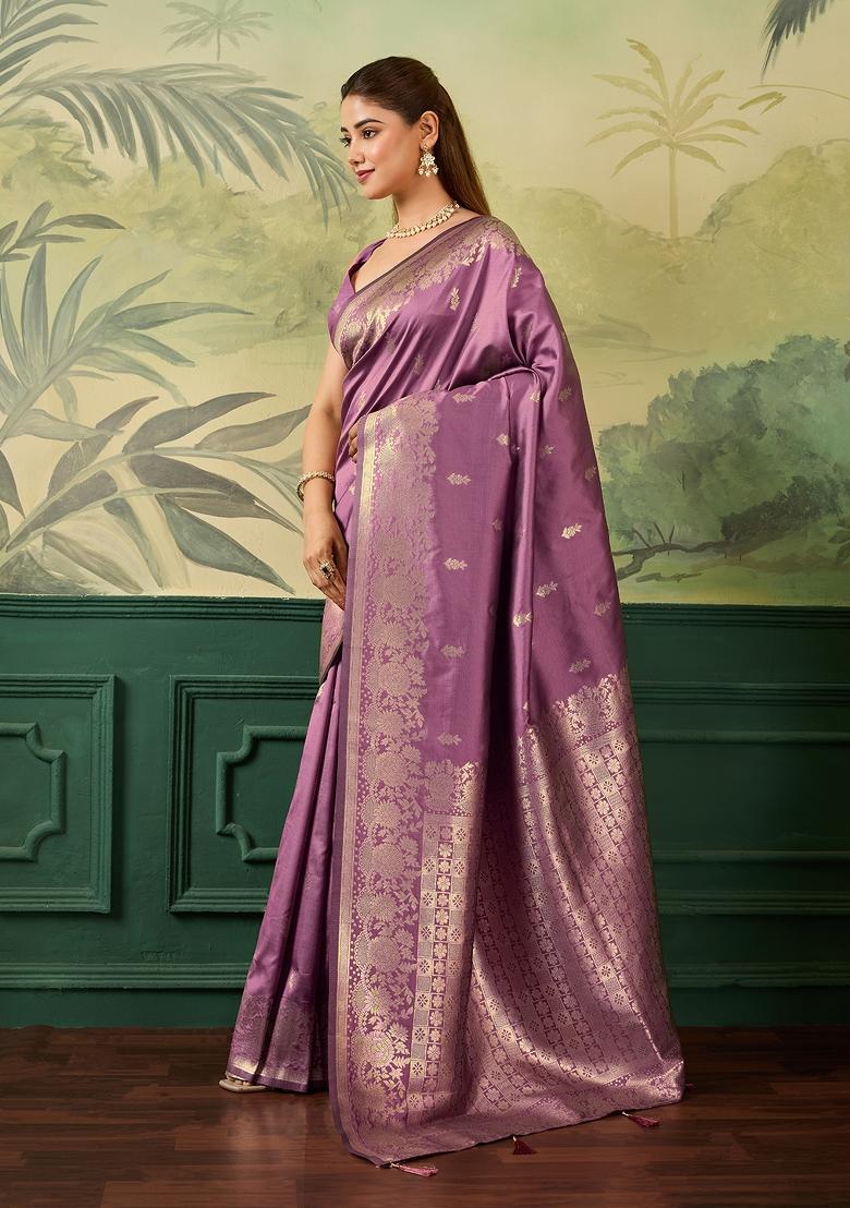 Peach Jacquard Banarasi Saree Set - Indya