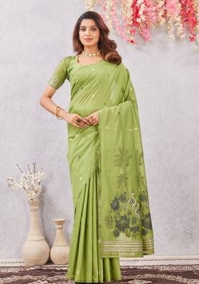 Parrot Printed Pashmina Saree Set