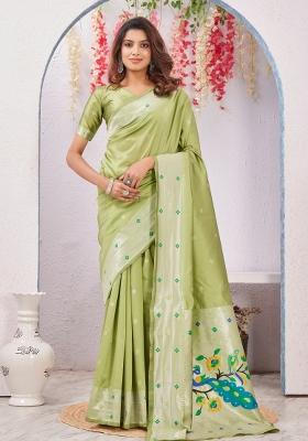 Parrot Printed Pashmina Saree Set