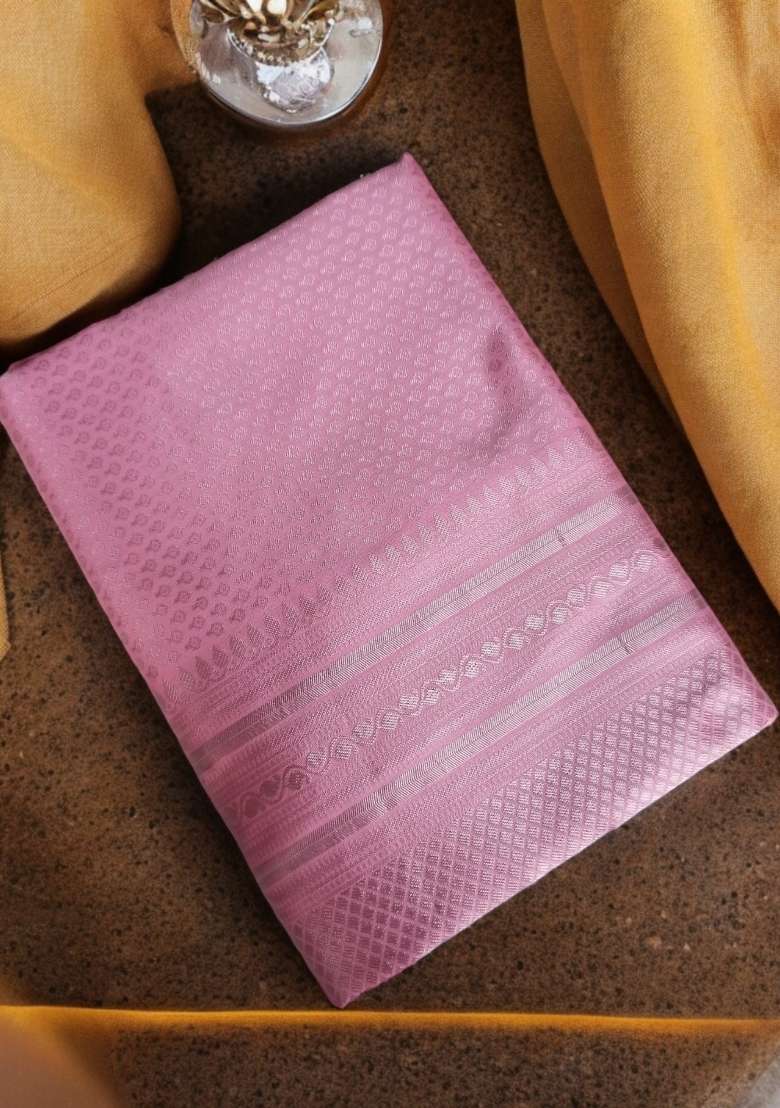Pink Zari Weaving Silk Saree Set for Diwali | Wedding & Festive Wear - Indya