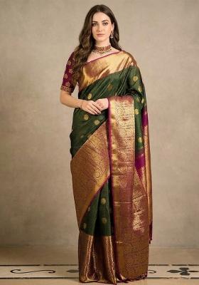 Green Zari Weaving Silk Saree Set