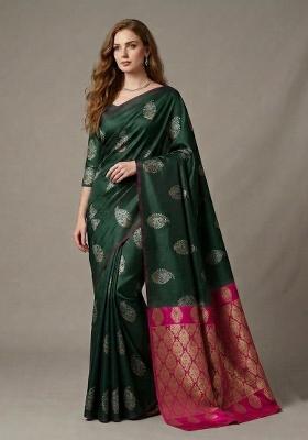 Green Zari Weaving Silk Saree Set