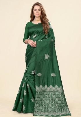 Green Zari Weaving Silk Saree Set