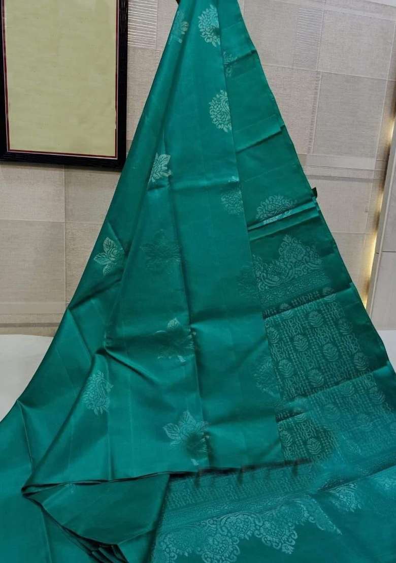 Teal Zari Weaving Silk Saree Set for Diwali | Wedding & Festive Wear - Indya
