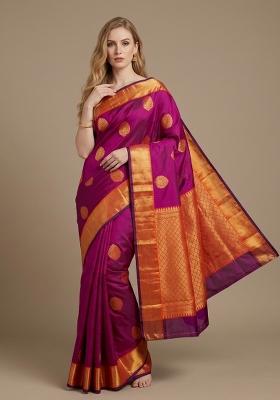 Pink Zari Weaving Silk Saree Set