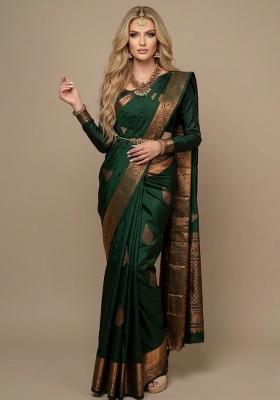 Green Zari Weaving Silk Saree Set
