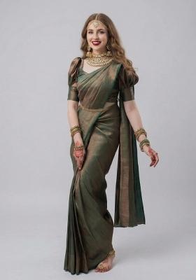 Green Zari Weaving Silk Saree Set