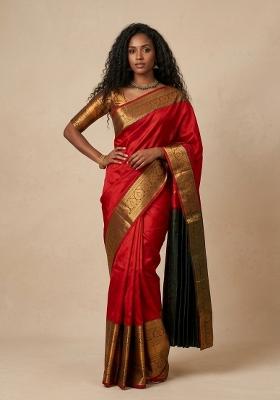 Red Zari Weaving Silk Saree Set