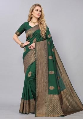 Green Zari Weaving Silk Saree Set