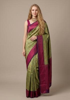 Green Zari Weaving Silk Saree Set