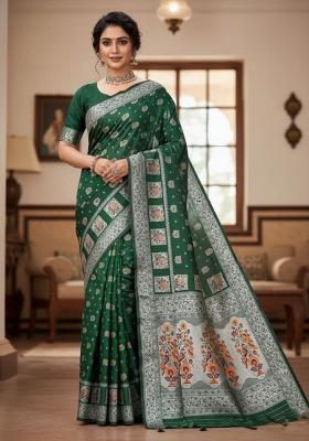 Green Zari Weaving Silk Saree Set