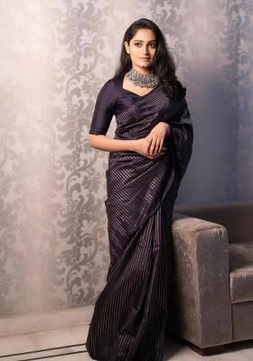 Black Zari Weaving Silk Saree Set