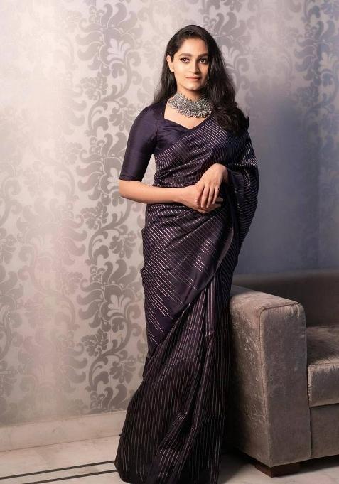 Black Zari Weaving Silk Saree Set