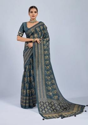 Green Sequin Work Chiffon Saree Set