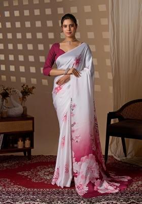 Multicolor Printed Georgette Saree Set