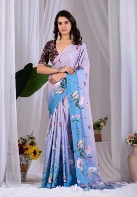 Multicolor Printed Georgette Saree Set