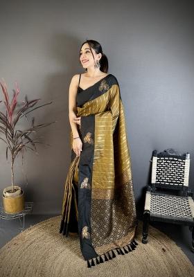 Olive Green Weaving Work Silk Saree Set