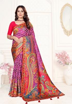 Purple Weaving Work Silk Saree Set