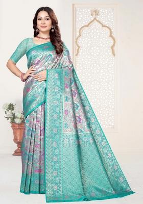 Multicolor Weaving Work Silk Saree Set