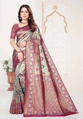 Multicolor Weaving Work Silk Saree Set