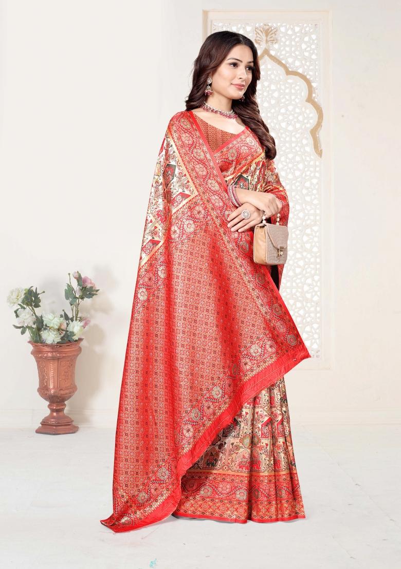 Multicolor Weaving Work Silk Saree Set - Indya