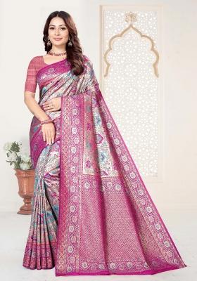 Multicolor Weaving Work Silk Saree Set