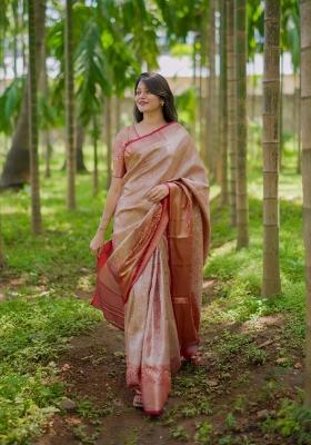 Multicolor Floral Print Silk Saree Set
