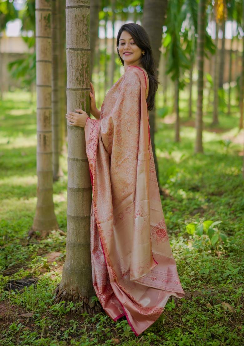 Multicolor Floral Print Silk Saree Set - Indya