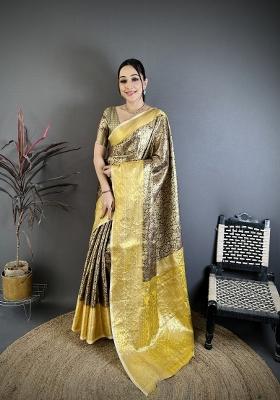Brown Jacquard Silk Saree Set