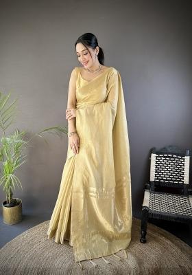 Chiku Weaving Work Cotton Saree Set