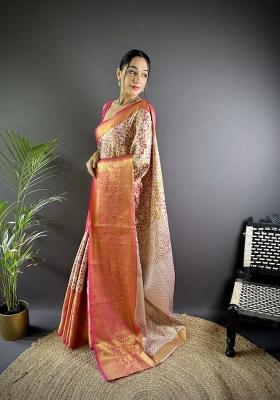 Pink Weaving Work Silk Saree Set