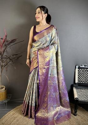 Multicolor Weaving Work Silk Saree Set