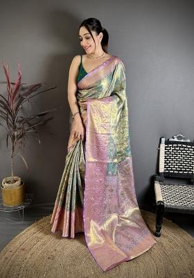 Multicolor Weaving Work Silk Saree Set