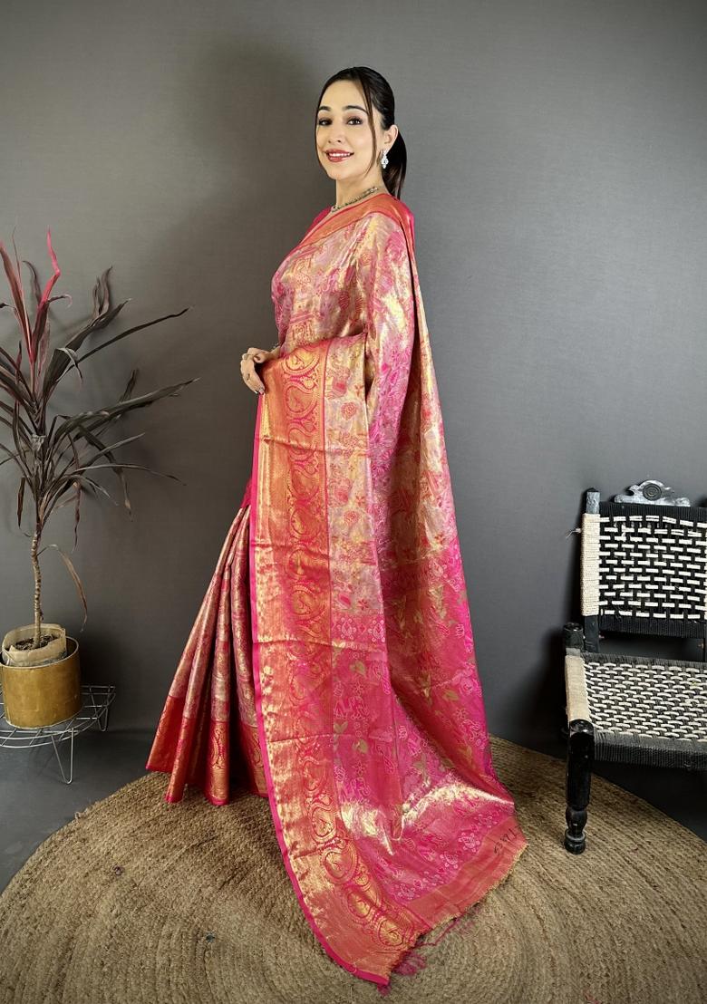 Multicolor Weaving Work Silk Saree Set - Indya