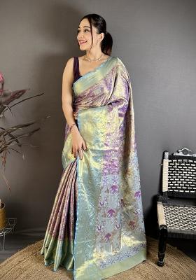 Multicolor Weaving Work Silk Saree Set