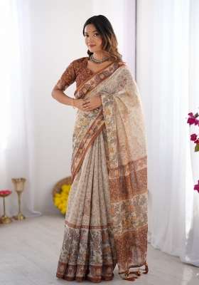 Multicolor Linen Saree