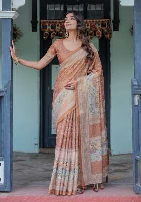 Multicolor Linen Saree