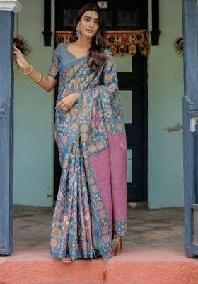 Multicolor Linen Saree