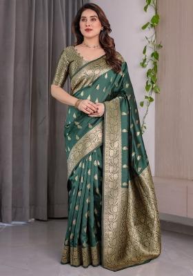 Green Zari Work Silk Saree Set