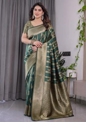 Green Zari Work Silk Saree Set
