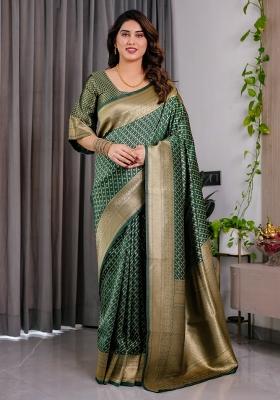 Green Zari Work Silk Saree Set