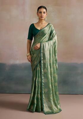 Sea Green Printed Chiffon Saree Set