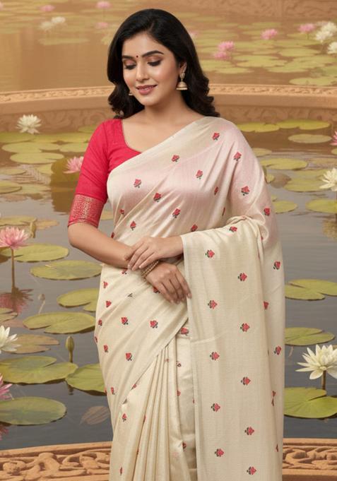 Cream Embellished Tissue Saree Set for Diwali | Wedding & Festive Wear